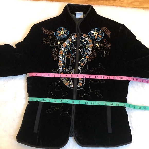 Harve Benard Black Velour Embroidered Jacket - Picture 8 of 11
